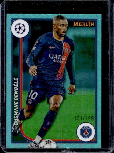 Ousmane Dembele 2023 Topps Chrome Merlin UEFA Aqua Refractor /199