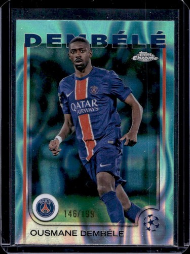 Ousmane Dembele 2024 Topps Chrome UEFA Aqua Lava Refractor /199