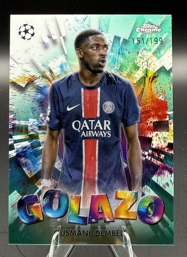 Ousmane Dembele 2024 Topps Chrome UEFA Aqua Refractor /199
