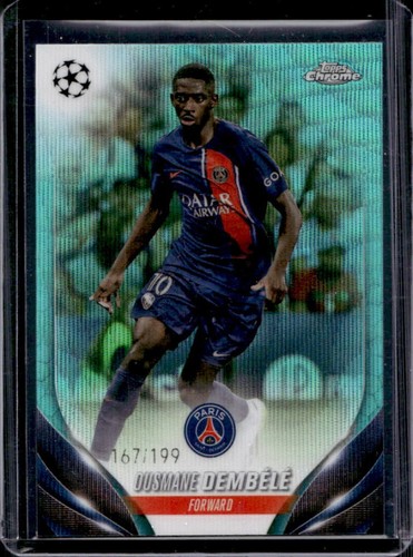 Ousmane Dembele 2024 Topps Chrome UEFA Aqua Wave Refractor /199