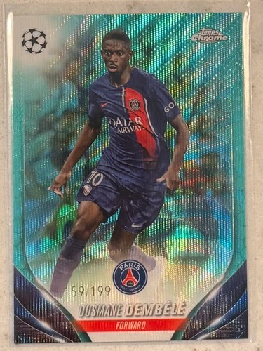Ousmane Dembele 2023 Topps Chrome UEFA Aqua Wave Refractor /199