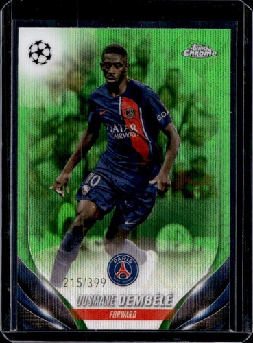 Ousmane Dembele 2024 Topps Chrome UEFA Neon Green Wave Refractor /399