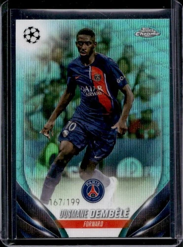 Ousmane Dembele 2023 Topps Cromo UEFA Aqua Wave Refractor /199