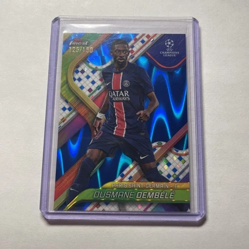 Ousmane Dembele 2024 Topps Finest Blue Raywave Refractor /150