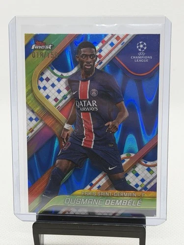 Ousmane Dembele 2024 Topps Finest Blue Raywave Refractor /150