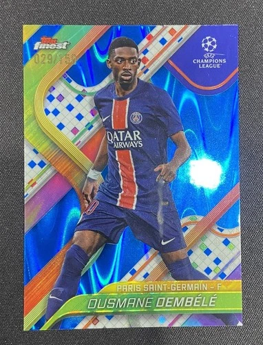 Ousmane Dembele 2024 Topps Finest Blue Raywave Refractor /150