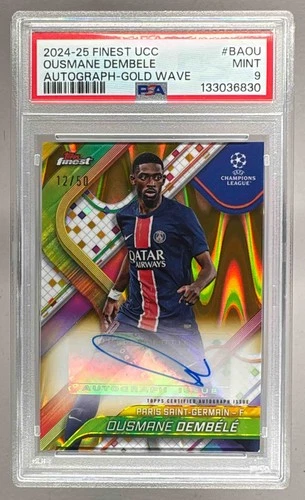 Ousmane Dembele 2024 Topps Finest Gold Ray Wave Refractor /50