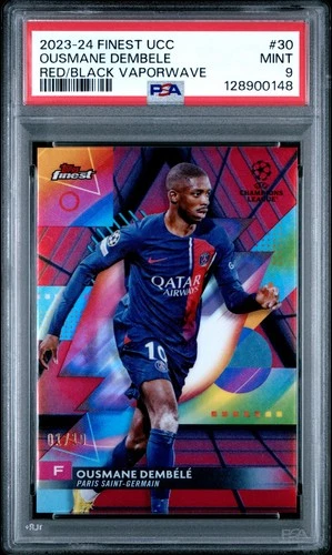Ousmane Dembele 2023 Topps Finest Rojo Negro Onda de Vapor /10