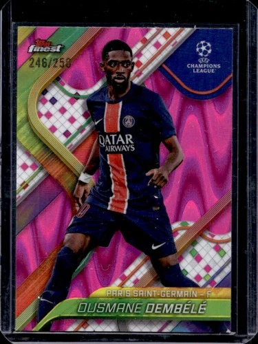 Ousmane Dembele 2024 Topps Finest UEFA Pink Raywave Refractor /250