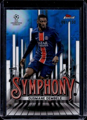 Ousmane Dembele 2024 Topps Finest UEFA Symphony Blue Refractor /150
