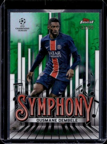 Ousmane Dembele 2024 Panini Finest UEFA Symphony Green Refractor /99