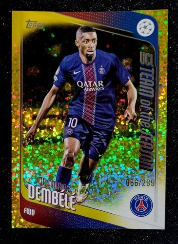 Ousmane Dembele 2025 Topps Flagship Yellow Sparkle /299
