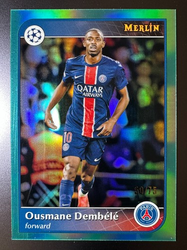 Ousmane Dembele 2024 Topps Merlin Chrome Aqua /75