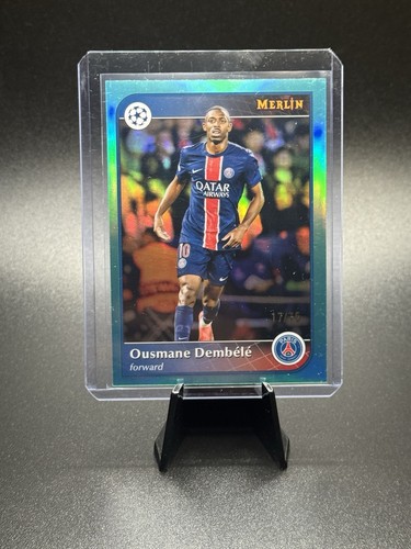 Ousmane Dembele 2025 Topps Merlin Chrome Aqua Refractor /75