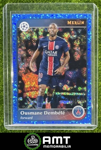 Ousmane Dembele 2024 Topps Merlin Chrome Blue Speckle 103/150