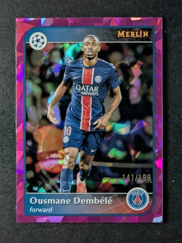 Ousmane Dembele 2024 Topps Merlin Chrome Pink Atomic Refractor 141/199