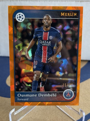 Ousmane Dembele 2024 Topps Merlin Chrome UCC Orange Atomic Refractor /25