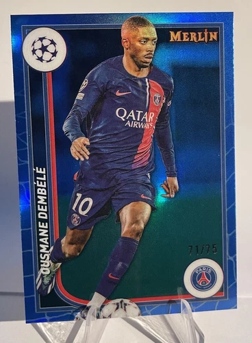 Ousmane Dembele 2024 Panini Merlin UEFA Club Competitions Blue Refractor /75