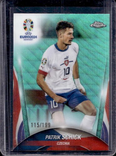Patrik Schick 2023 Topps Chrome UEFA Euro Aqua Wave Refractor /199