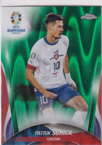 Patrik Schick 2024 Topps Chrome UEFA Euro Green Raywave Refractor
