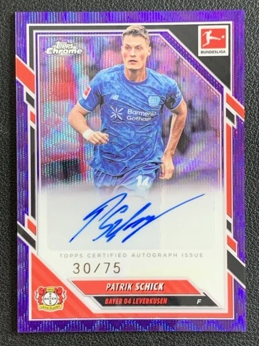 Patrik Schick 2026 Topps Cromo Bundesliga Purple Wave /75