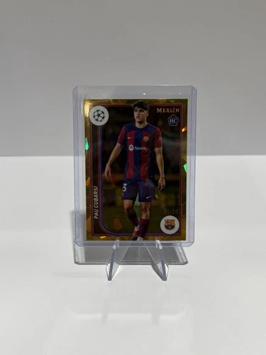 Pau Cubarsí 2023 Topps Chrome Merlin UEFA Atomic Gold Refractor /50