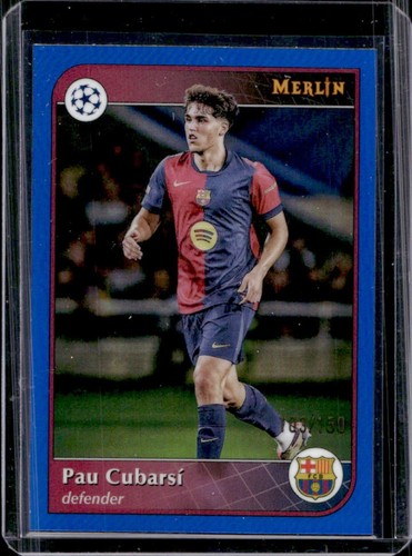 Pau Cubarsí 2024 Topps Merlin Chrome Blue Refractor /150