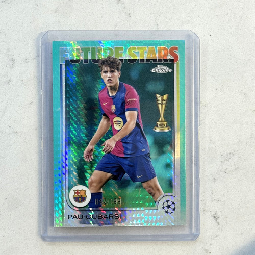 Pau Cubarsi 2024 Topps Chrome UEFA Aqua Prism Refractor /199