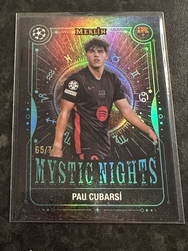 Pau Cubarsi 2025 Topps Merlin Chrome Aqua Mystic Nights /75