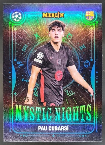 Pau Cubarsi 2024 Topps Merlin Chrome UEFA Aqua /75