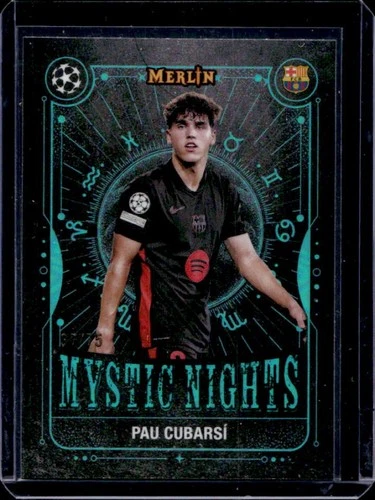 Pau Cubarsi 2024 Topps Merlin Chrome UEFA Aqua Refractor /75