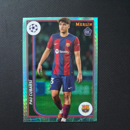 Pau Cubarsi 2023 Topps Merlin UEFA Club Competitions Aqua Prism Refractor