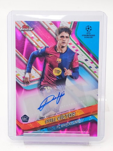 Pau Victor 2024 Topps Finest UEFA Magenta Raywave /75