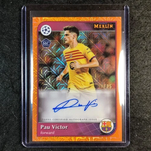 Pau Victor 2024 Panini Merlin UEFA Club Comp Orange Mojo /25