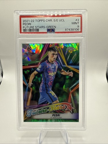 Pedri 2021 Topps Chrome UCL Sapphire Green Refractor /75