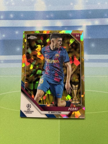 Pedri 2021 Topps Chrome UCL Sapphire Yellow /99