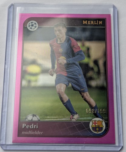 Pedri 2024 Topps Merlin Chrome Pink Refractor /99