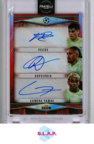 Pedri, Raphinha, Lamine Yamal 2025 Topps Deco 3/5
