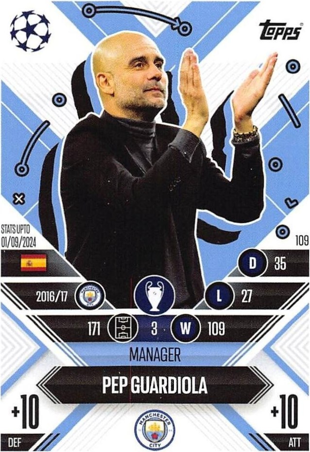 Pep Guardiola 2024 Topps Match Attax UEFA Club Competitions Extra
