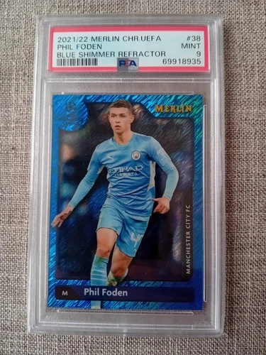 Phil Foden 2021 Topps Merlin Chrome Blue Shimmer /75
