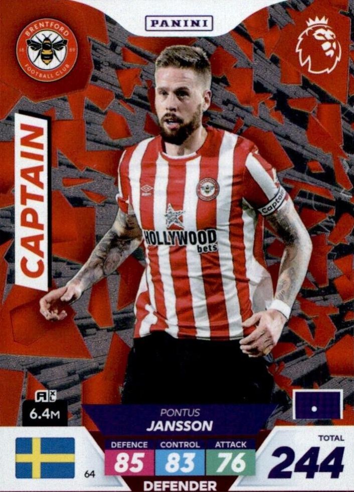 Pontus Jansson 2023 Panini Adrenalyn XL Premier League Plus