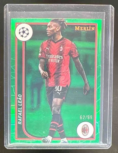 Rafael Leao 2023 Topps Chrome Merlin UEFA Green Refractor /99