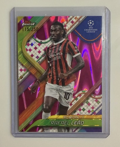 Rafael Leao 2024 Topps Finest UEFA Pink Raywave Refractor /250