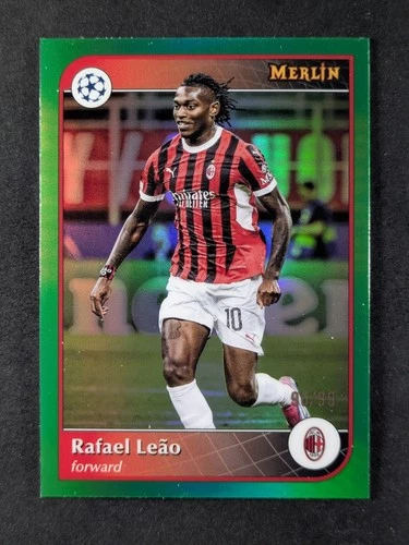 Rafael Leao 2024 Topps Merlin Chrome Green Refractor /99