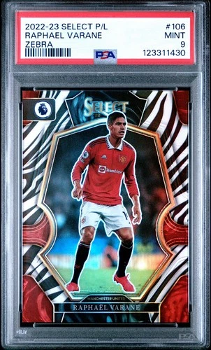 Raphael Varane 2022 Panini Select Zebra Prizm /25