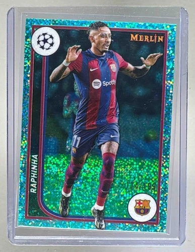 Raphinha 2023 Topps Chrome Merlin Aqua Speckle Refractor /199