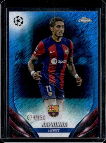 Raphinha 2023 Topps Chrome UEFA Blue Shimmer Refractor /150