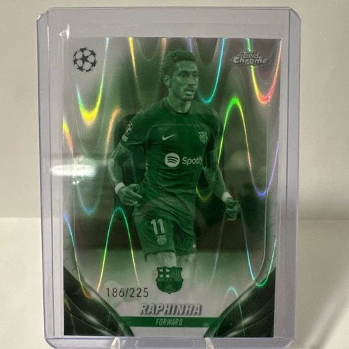 Raphinha 2023 Topps Chrome UEFA Club Night Vision Raywave Refractor /225