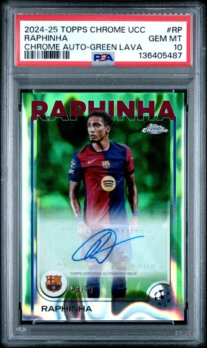 Raphinha 2024 Topps Chrome UEFA Green Lava /99