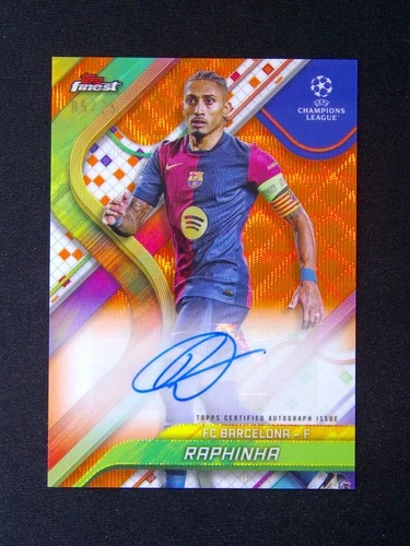 Raphinha 2024 Topps Finest Orange Wave Refractor /25